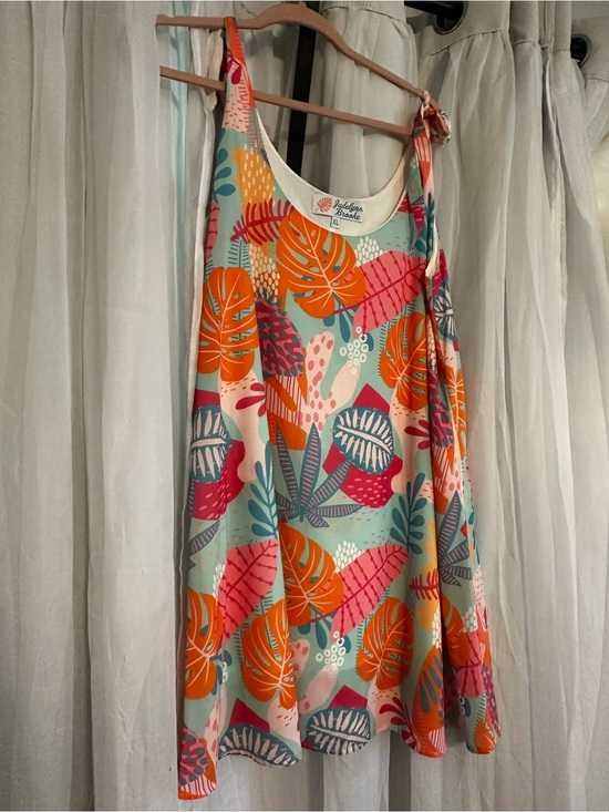 Jadelynn Brooke Dresses & Skirts - Jadelynn Brooke Lightweight Tropical Tie-Shoulder Dress in Aqua & Orange